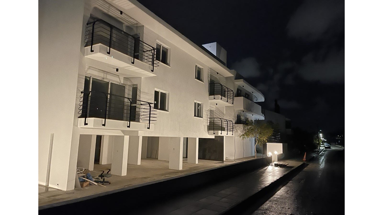 Night View of Side Front of CBA Residences, Mesa Chorio, Cyprus